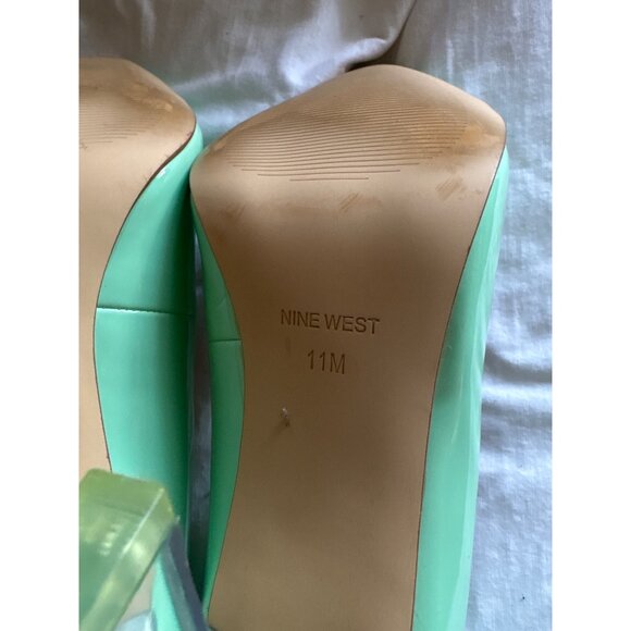 Mint Green Patent Leather Pumps With Clear Flared Heels Size 11 - Picture 10 of 10